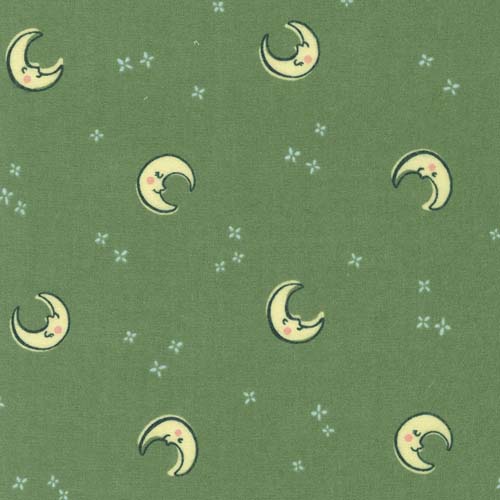 Cozy Cotton Flannel - Over the Moon - Meadow- white clouds on dusky green