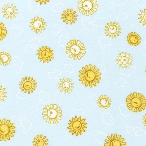 Cozy Cotton Flannel - Over the Moon - Duckling- Suns on pale yellow
