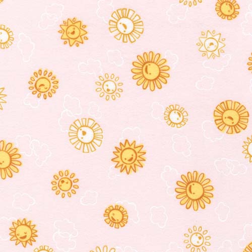 Cozy Cotton Flannel - Over the Moon - Pearl Pink - Suns on pale pink