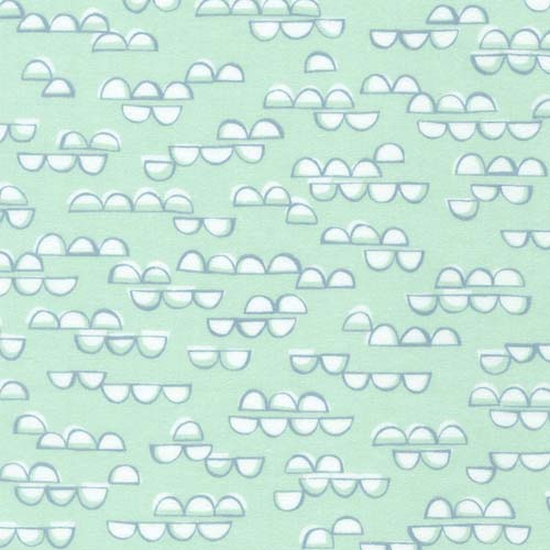 Cozy Cotton Flannel - Over the Moon - Breeze- white clouds on lt green