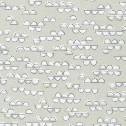 Cozy Cotton Flannel - Over the Moon - Dove- white clouds on lt taupe