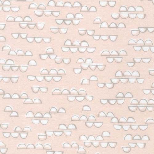 Cozy Cotton Flannel - Over the Moon - Pearl Pink- white clouds on pale pink