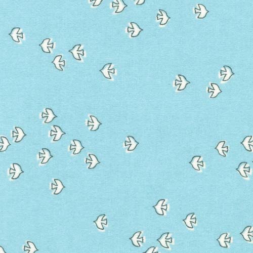 Cozy Cotton Flannel - Over the Moon - Rain- white birds on light blue