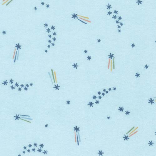 Cozy Cotton Flannel - Over the Moon - Sky- shooting stars on lt blue