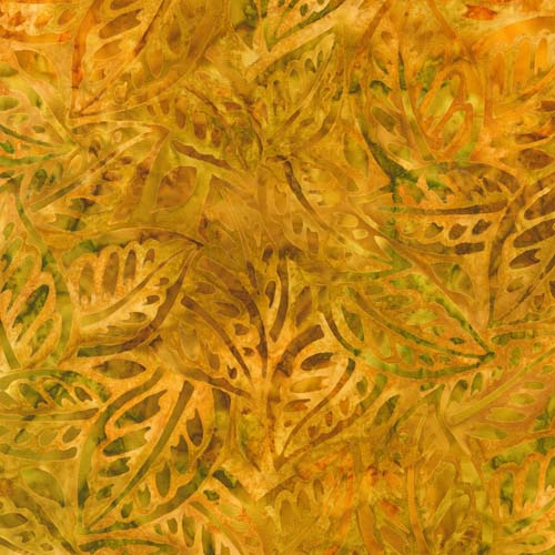 Artisan Batiks: Sun Forest - Ochre - Brown leaves on gold