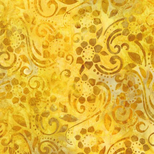 Artisan Batiks: Sun Forest - Honey - yellow gold flowers & swirls