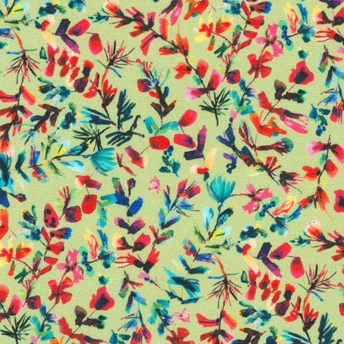 Flora & Fun - Foliage - Meadow - pink & teal leaf sprigs on light green