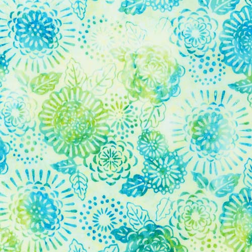 Artisan Batiks: Hermosa - Mixed Floral - Sea Glass - Green & blue floral