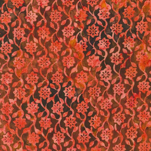 Artisan Batiks: Hermosa - Floral Vine Wallpaper - Poppy- bright red on dark red
