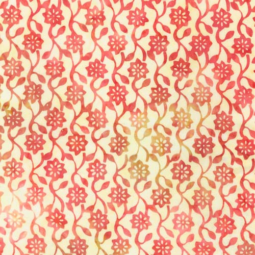 Artisan Batiks: Hermosa - Floral Vine Wallpaper - Strawberry- pink on cream