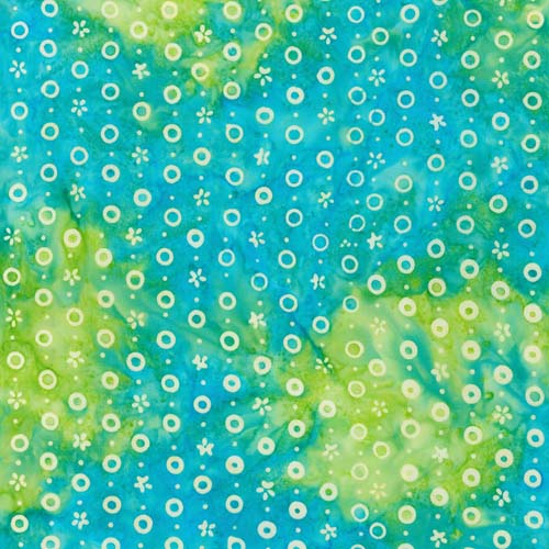 Artisan Batiks: Hermosa - Star & Bubble Stripe - Waterfall- cream on turquoise
