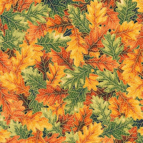 Sweet Pumpkin Spice - Fall Leaves - Nature - Green& orange leaves w/ gold