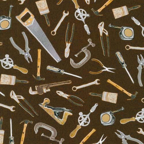 Man Cave - Tools - Brown - gray, brown & black tools on dark brown
