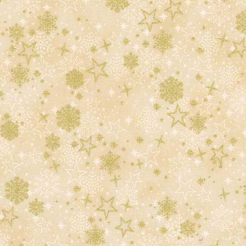 Traditional Trimmings - Metallic Gold Stars - Cream - stars & snowflakes