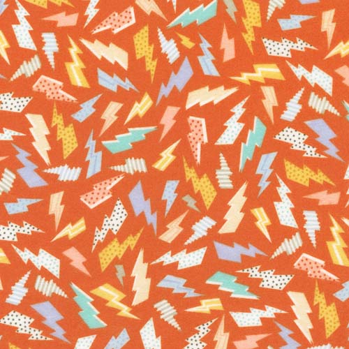 Astrobots Flannel - Power Bolt - Brick - lightning bolts on red orange