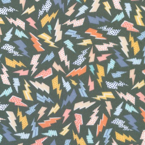 Astrobots Flannel - Power Bolt - Charcoal - lightning bolts on dark gray