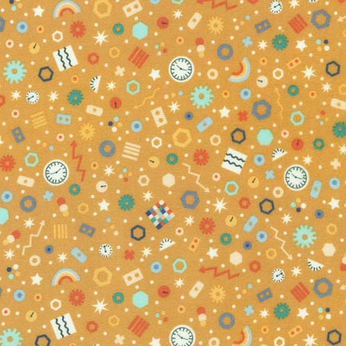 Astrobots Flannel - Findings - Gold - nuts & bolts,gears, etc. on gold