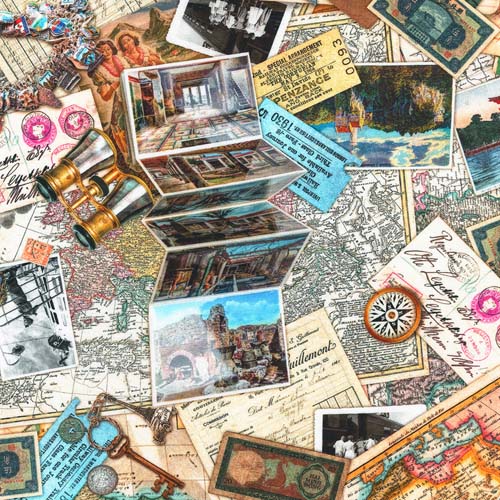 Vintage Voyage - Vintage - packed postcards & maps