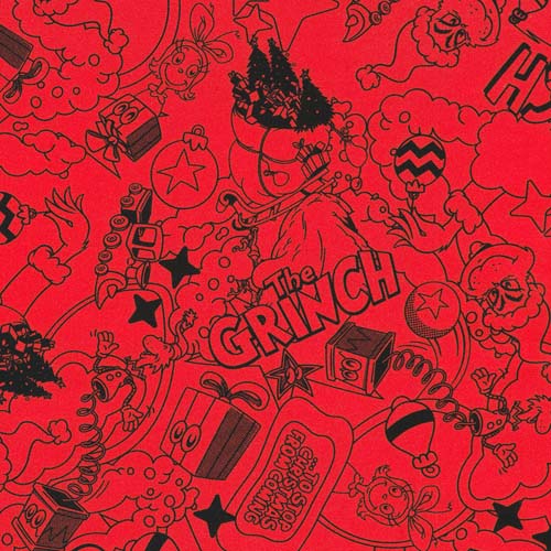 How the Grinch Stole Christmas - Comic Grinch - Red - line drawings on red