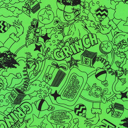 How the Grinch Stole Christmas- Comic Grinch - Green - black drawings on green