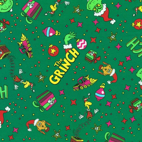 How the Grinch Stole Christmas - Evergreen - small grinch & motifs on green