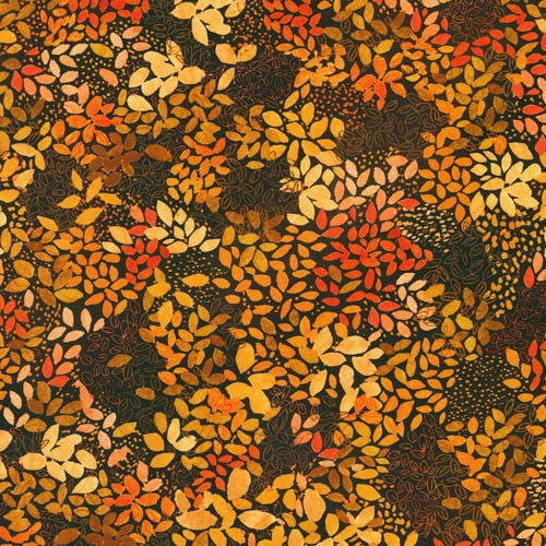 Sunlit Garden - Foliage - Chocolate - orange & gold leaves on dark brown