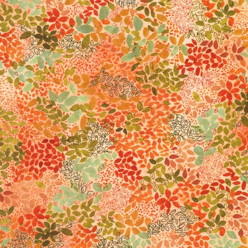 Sunlit Garden - Foliage - Orange - orange & green leaves on light orange