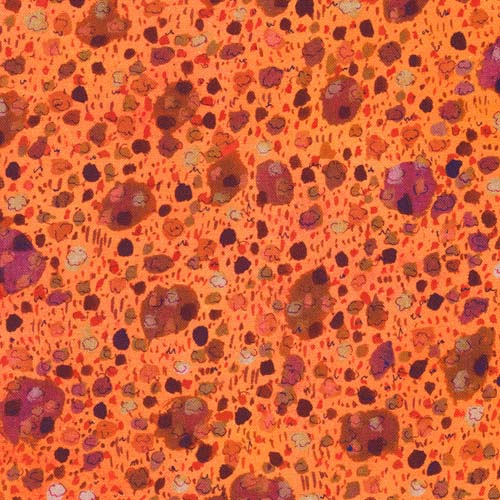 Sunlit Garden - Geometric - Tangerine - orange & purple flowers on orange
