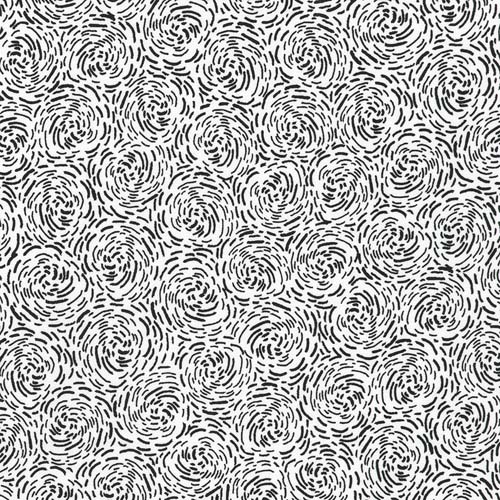 Inkwell - Packed Circle Bales- White - black dash concentric circles on white