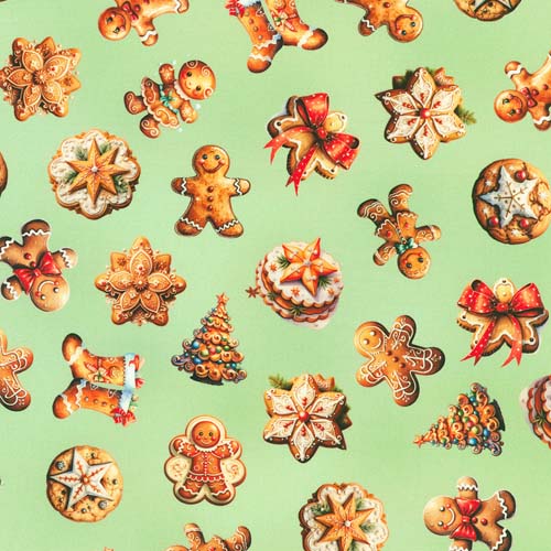 Frosted - Christmas Cookies -Sage - Tossed Christmas cookies on green