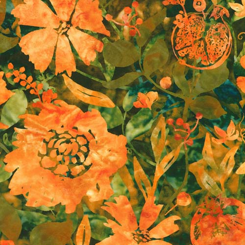 Potpourri - Harvest - layered floral in greens & oranges