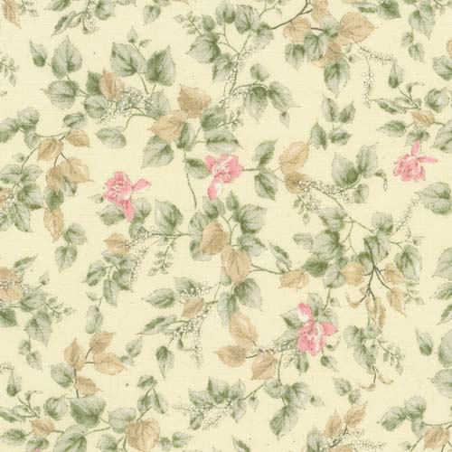 Soleil Meadows - Sand - Pink & green floral on light tan