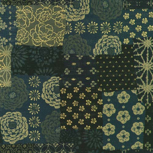 Sevenberry: Nara Homespun -Dark Indigo - canvas floral patchwork on dk blue