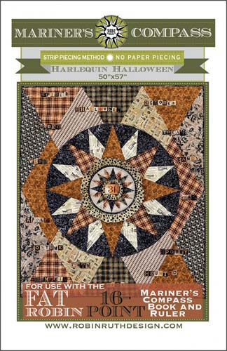 Harlequin Halloween -50 x 57 Mariner's compass by Robin Ruth Design