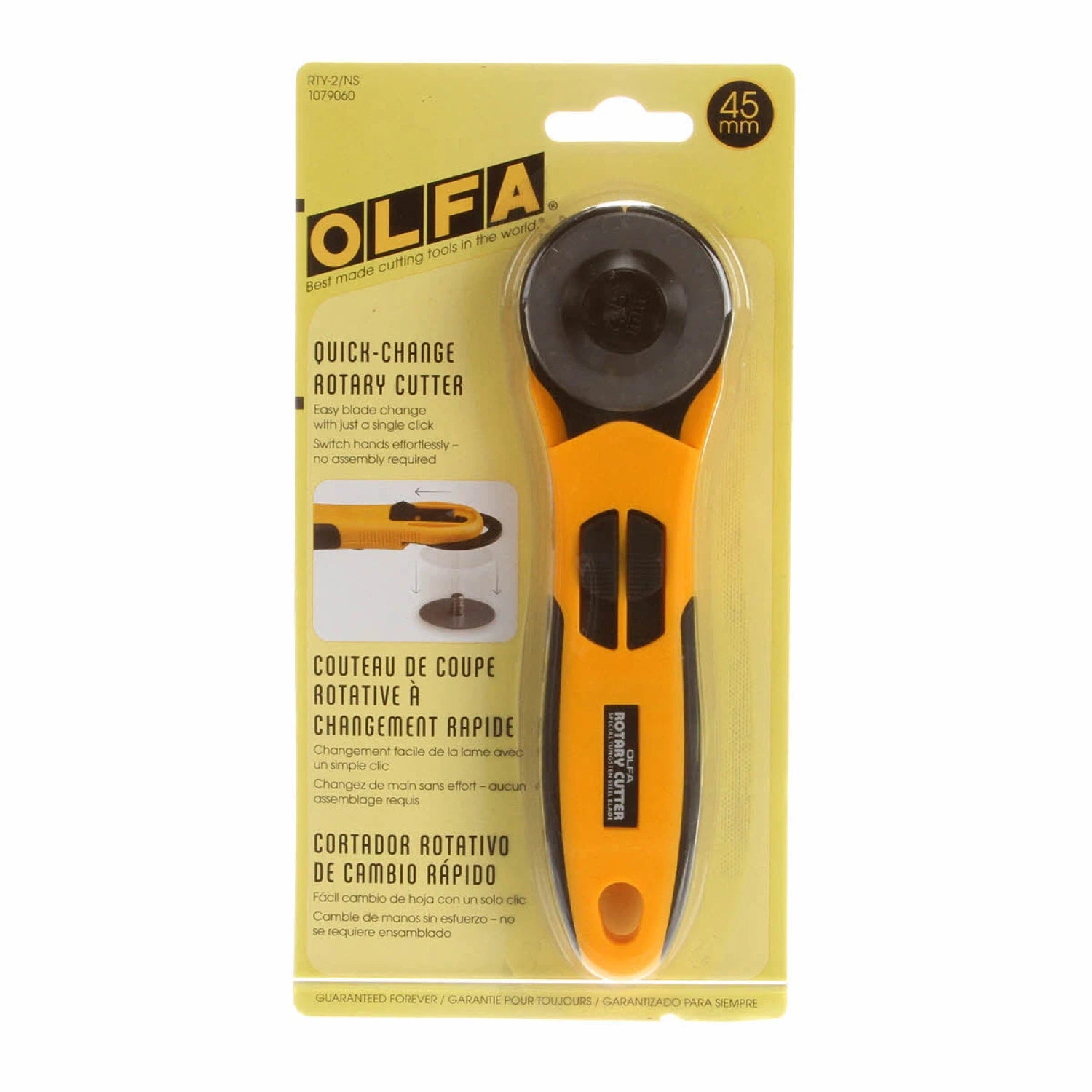 Olfa 45mm Quick Change RotaryCutter - Yellow RTY2NS