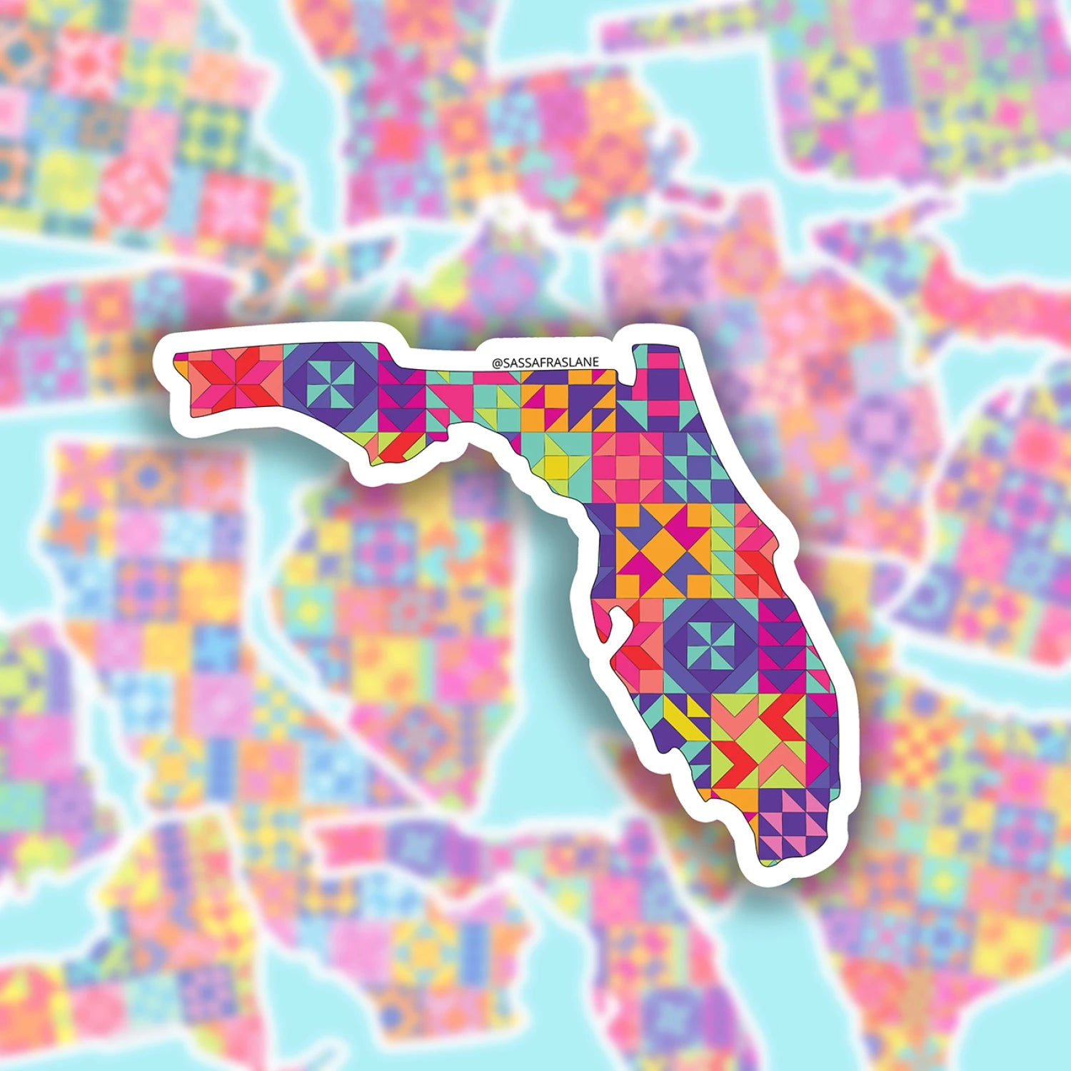 Sassafras Lane - State Sticker - Florida - quilt blocks in state shape