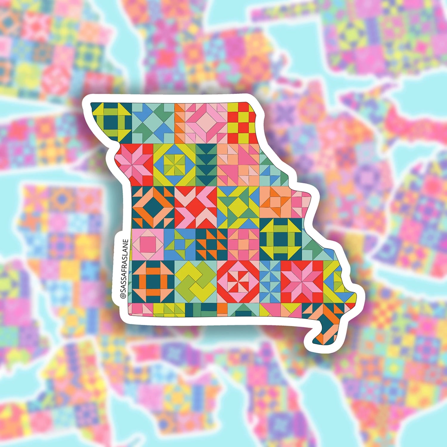 Sassafras Lane - State Sticker - Missouri - quilt blocks in state shape