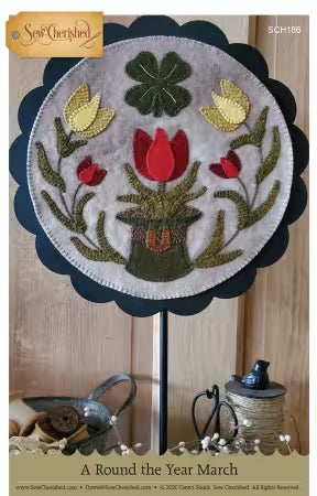 A Round The Year - March -flowers/ clover - finishes 10" round -