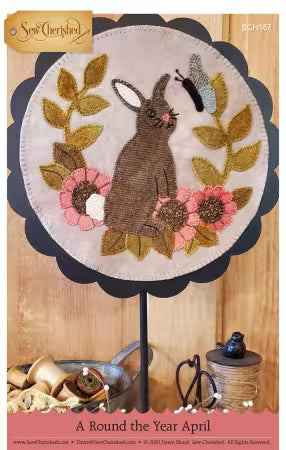 A Round The Year - April -bunny - finishes 10" round - Sew Cherished