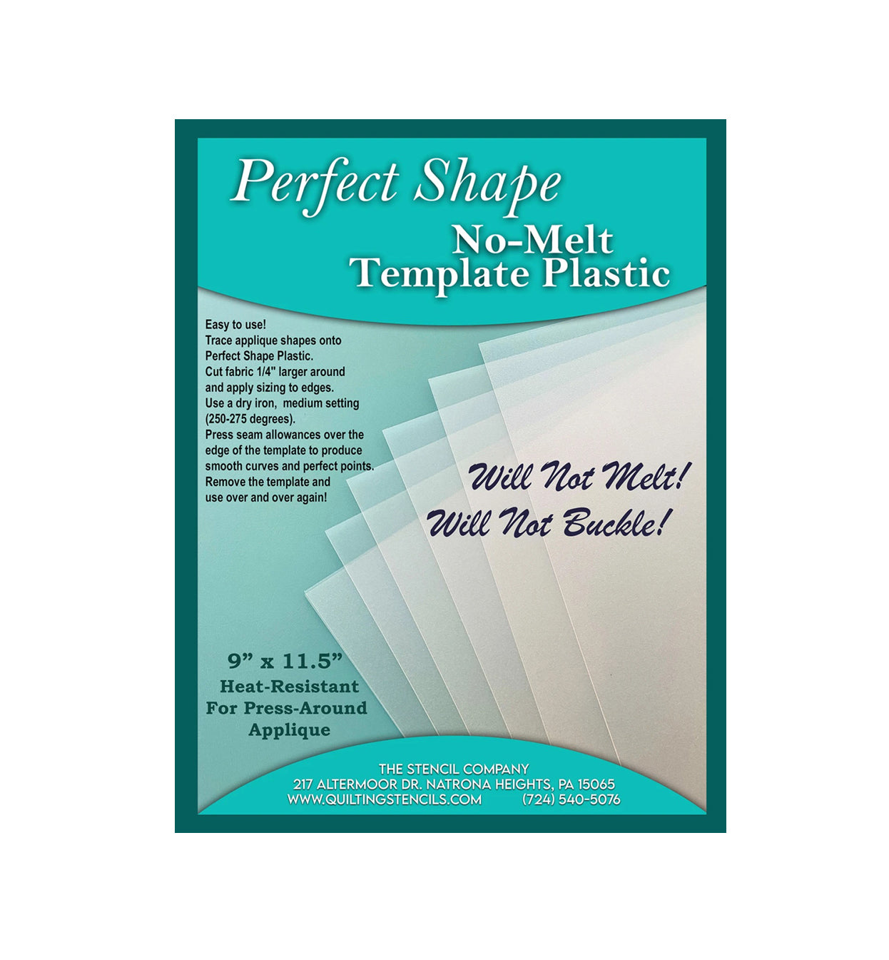 Perfect Shape No-Melt Template plastic -  4 9x11.5 sheets- heat resistant