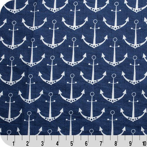Embrace - Cobalt - Anchors - White Anchors on Coblat Blue-50/52" Double Gau