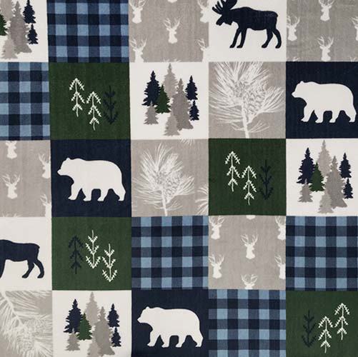Cuddle 3 - Cabin Quilt - Navy - patchwork - 100% polyester - 58/60" wide