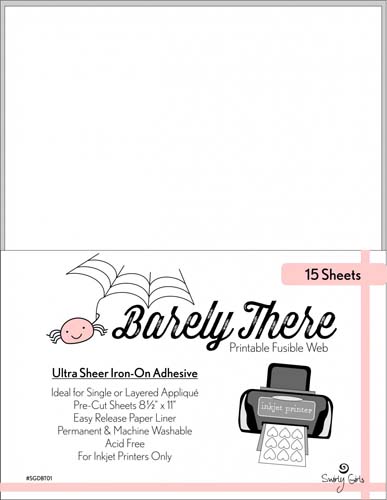 Barely There-Printable Fusible Web-Ultra Sheer Iron On Adhesive-15 Sheet 8.5 x 1