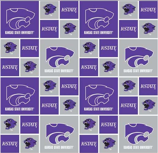Kansas State University - Cheater Quilt - patchwork squares 58/60 inches wide