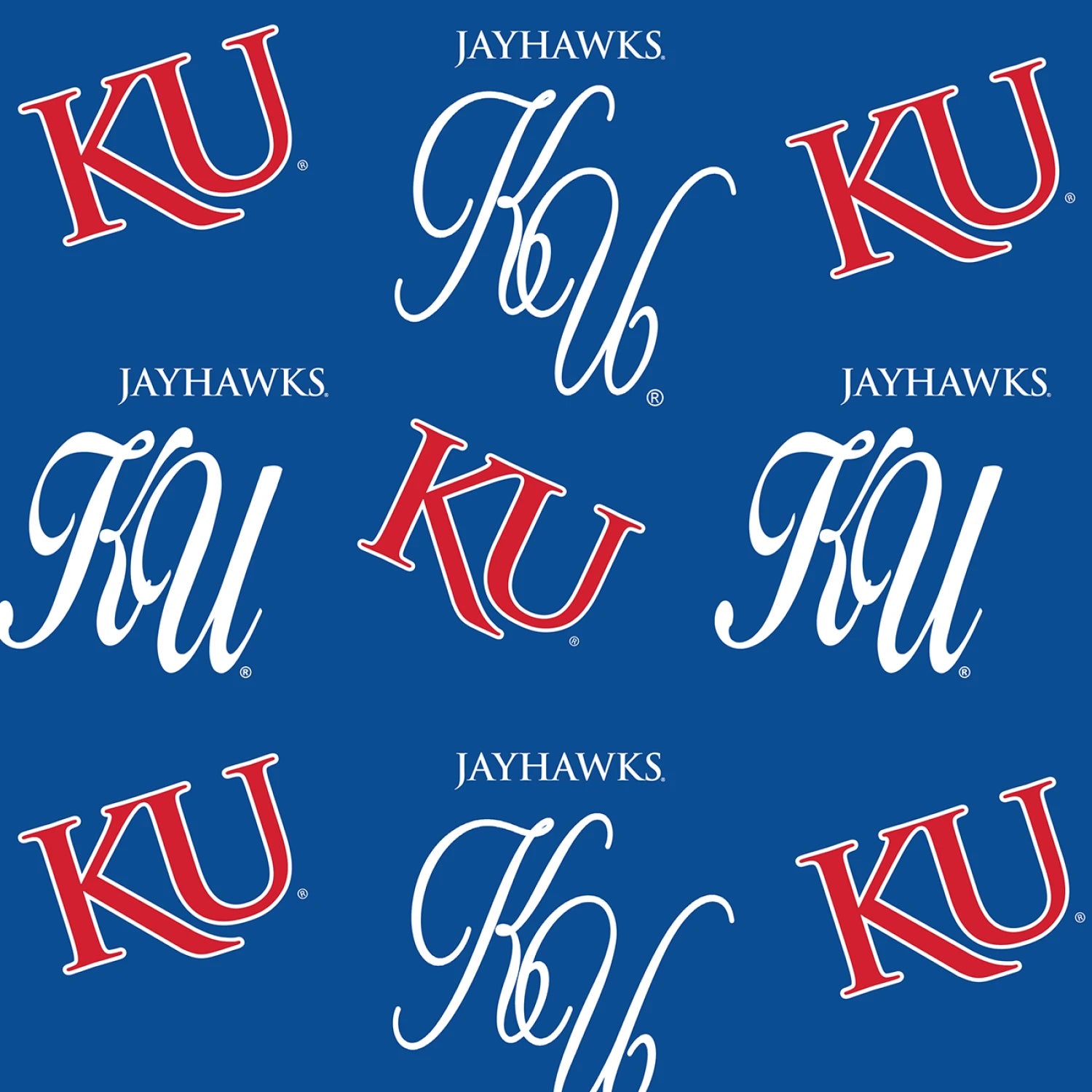 University of Kansas - Kansas letters - red & white "KU" letters on blue