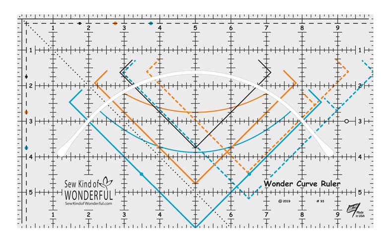 Wonder Curve Ruler 6 x 10 Ruler with Curve Template, Sew Kind of Wonderful-