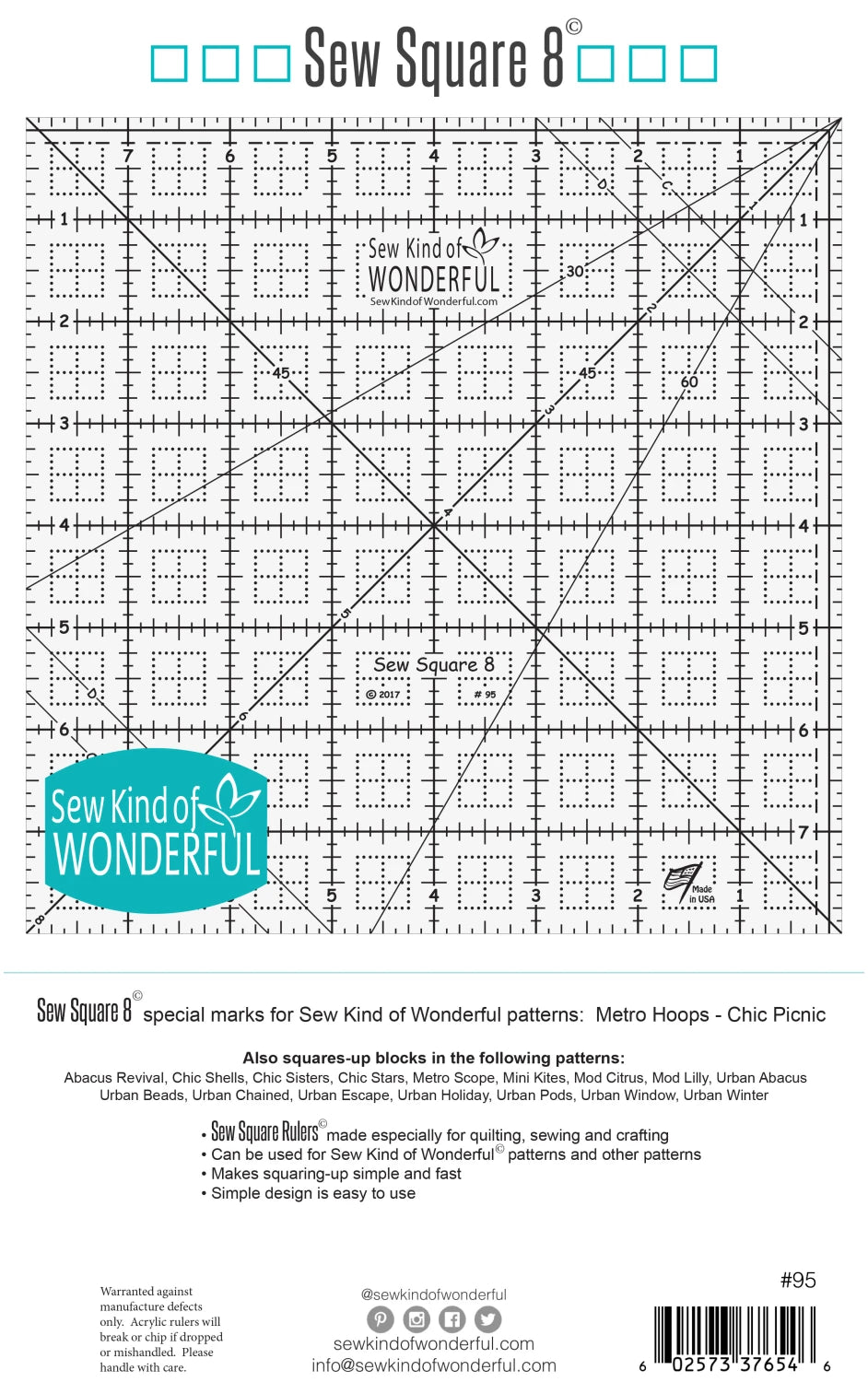 Sew Kind of Wonderful - Sew Square 8 - 8 inch square ruler