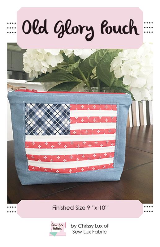 Old Glory Pouch - 9 x 10 zippered bag by Chrissy Lux of Sew Lux Fabric