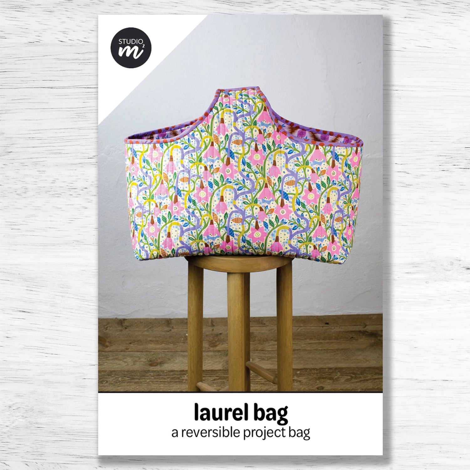 Laurel Bag pattern - a reversible project bag  - Studio M squared