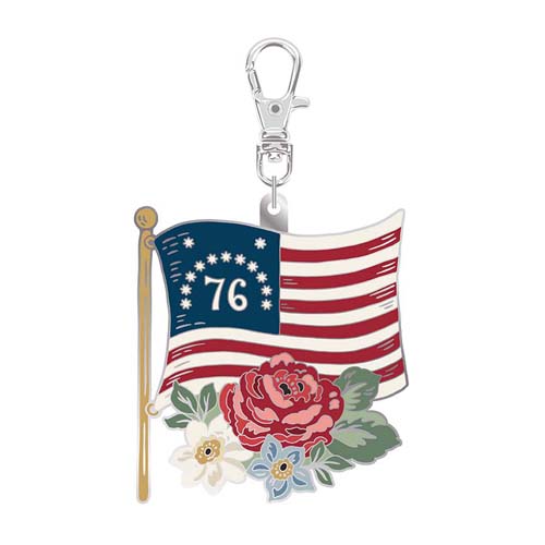 Independence Flag Enamel Charm - 2.5x3x.5 - Zipper pulls, scissor fobs, key chai